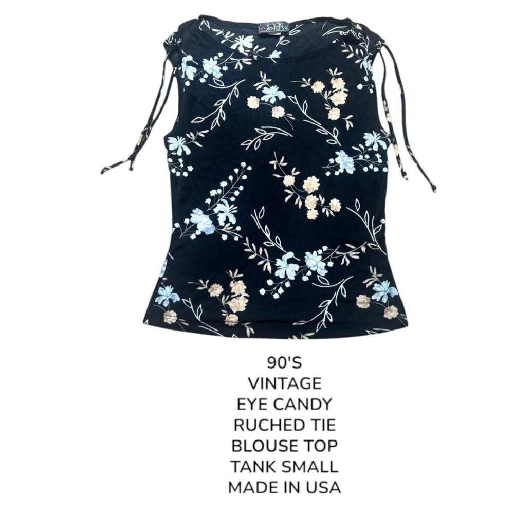 90'S VTG. EYE CANDY FLORAL ALL‎ OVER PRINT TANK TOP BLOUSE SMALL